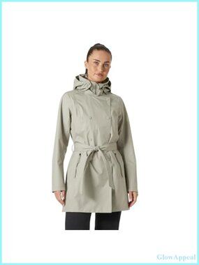 Waterproof Breathable Hooded Trench Coat with Belt